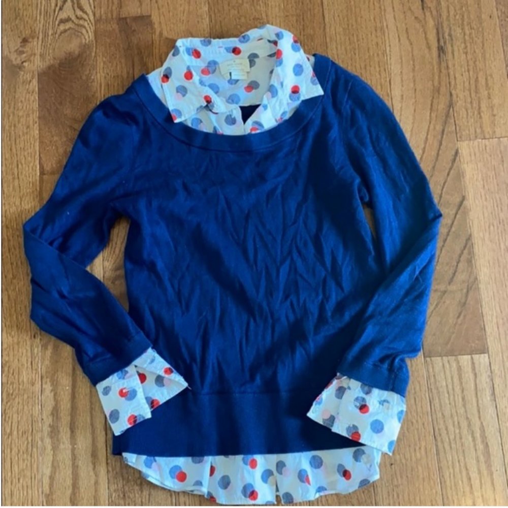 kate spade blue sweater collar top small nwot